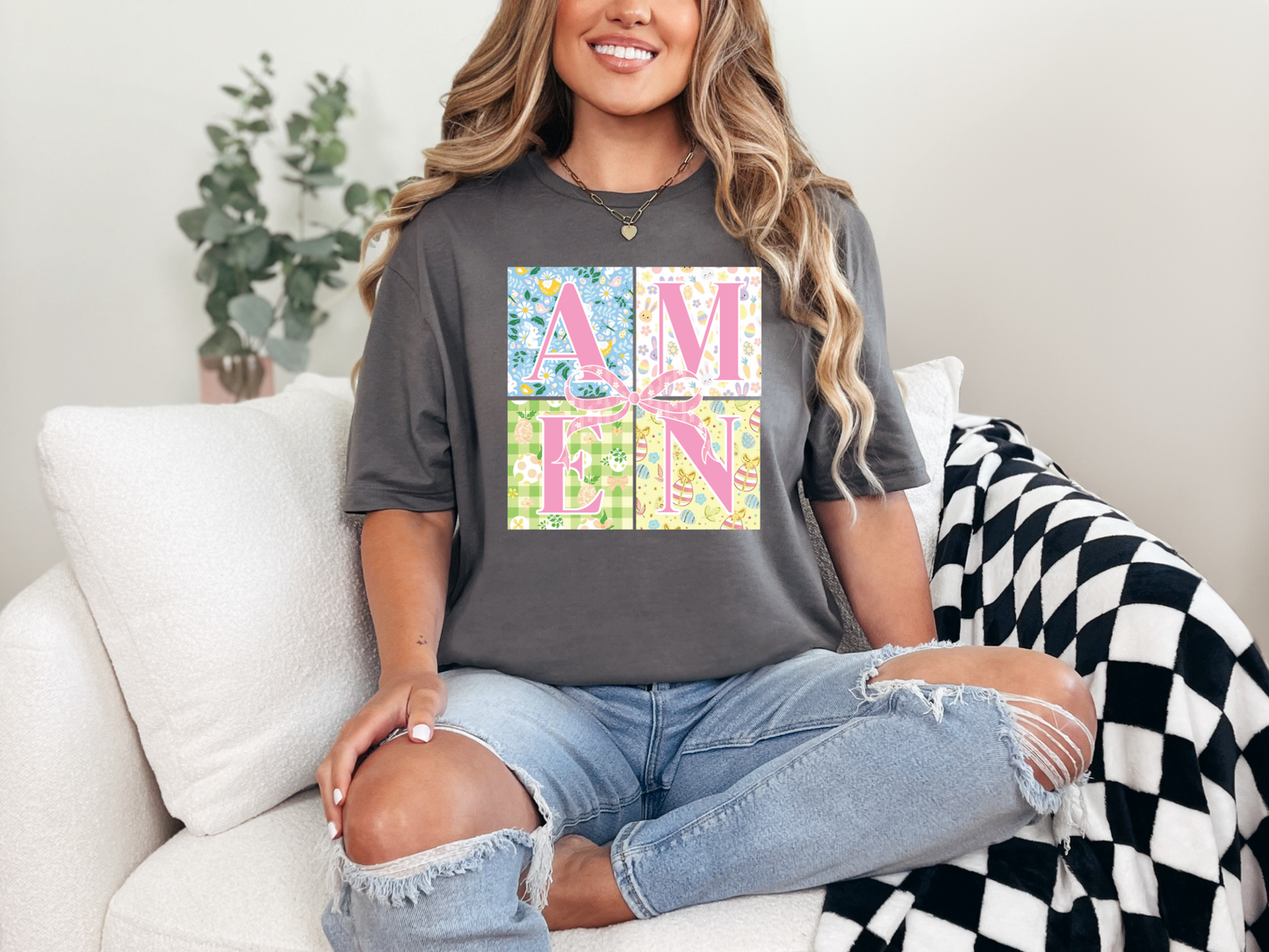 ✝️ "AMEN" Easter T-Shirt – Faith, Fashion & Springtime Joy! 💖🌿