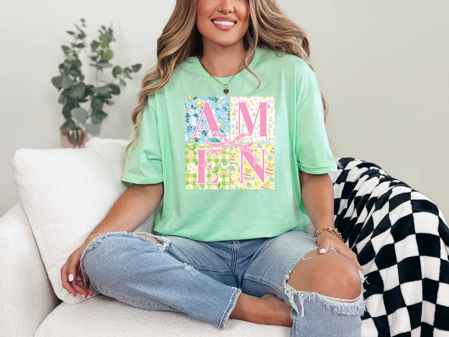 ✝️ "AMEN" Easter T-Shirt – Faith, Fashion & Springtime Joy! 💖🌿