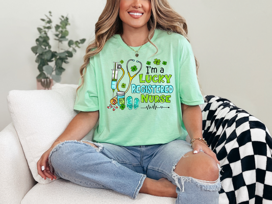 Lucky Registered Nurse graphic tees