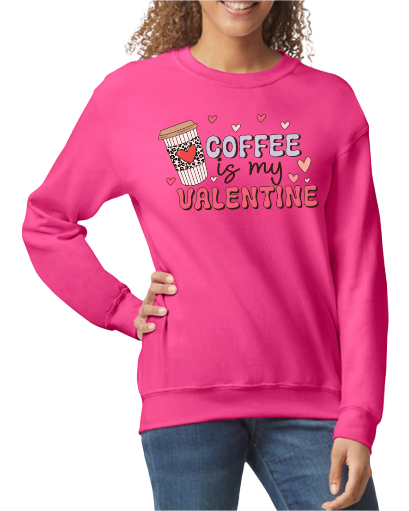 Sweatshirt Crewneck - Coffee is my Valentine