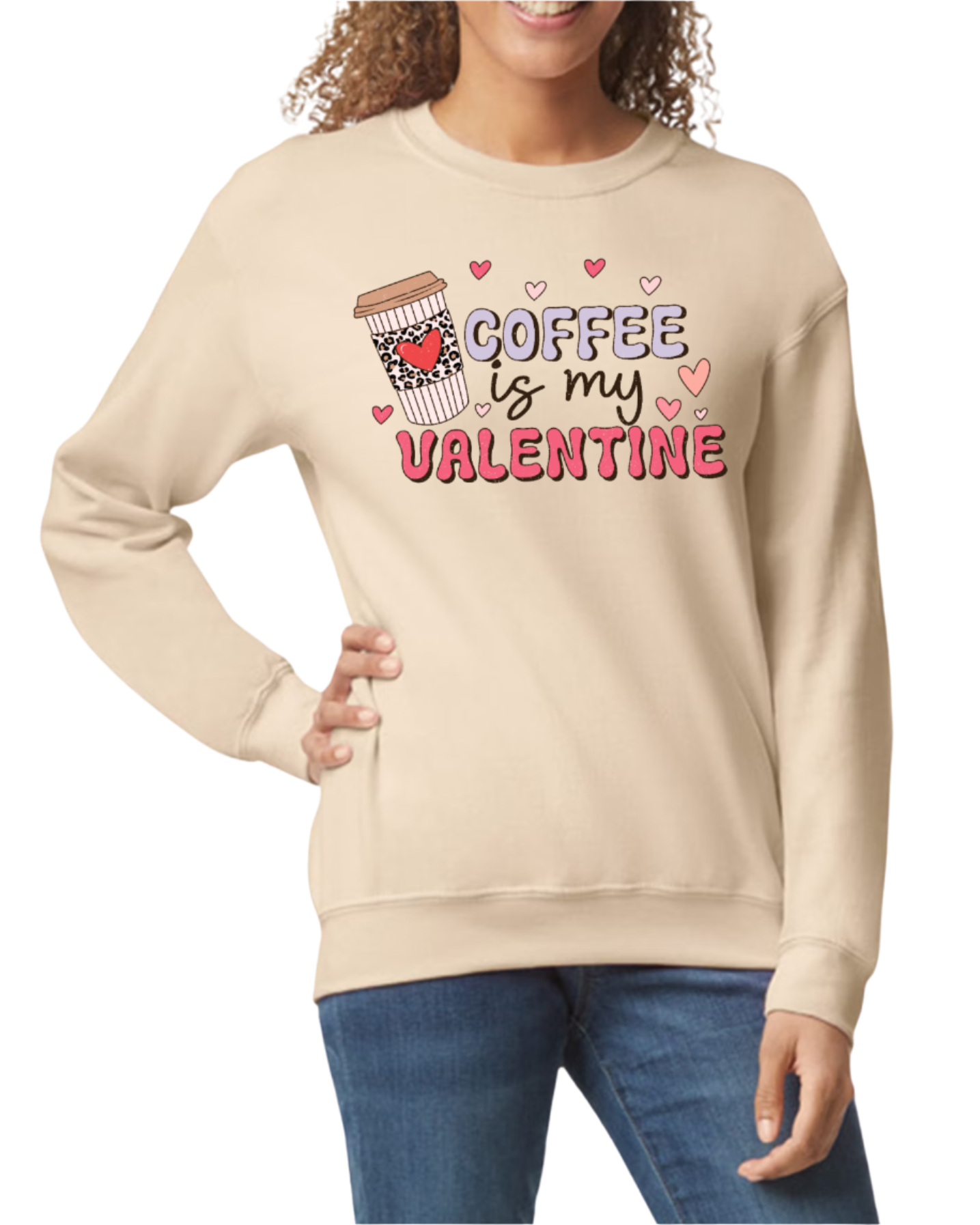 Sweatshirt Crewneck - Coffee is my Valentine