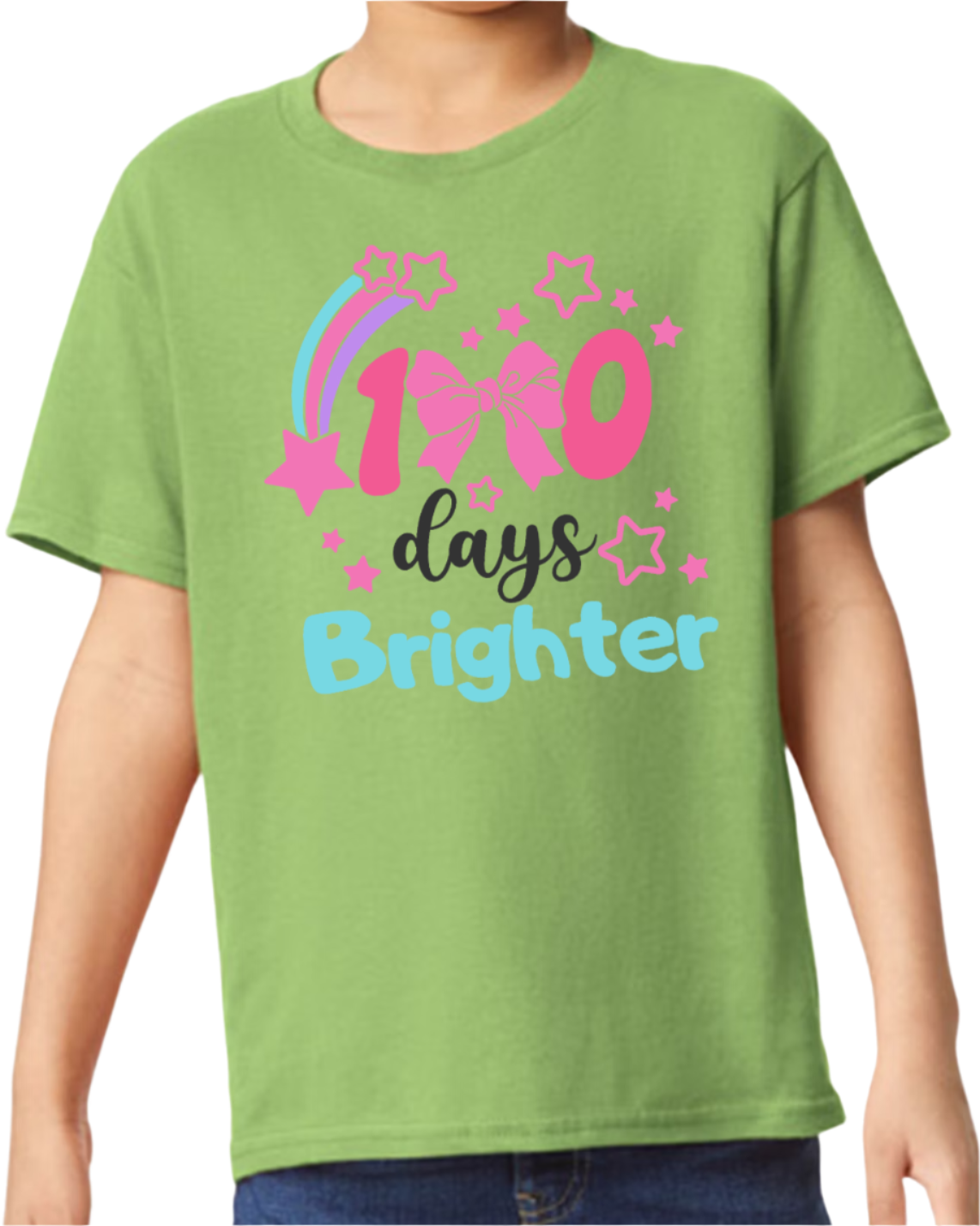 Youth Short sleeve t-shirt - 100 days Brighter with Rainbow