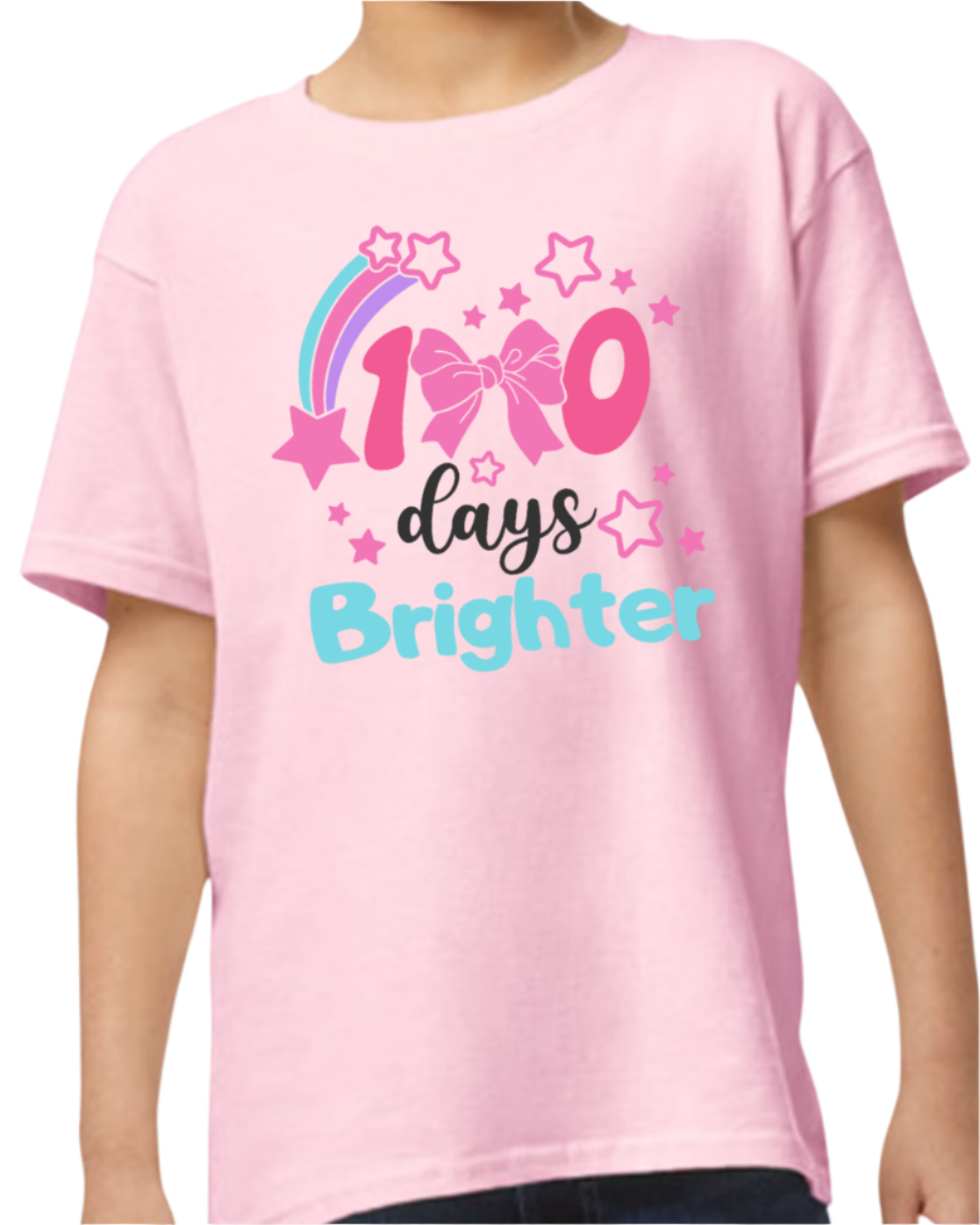 Youth Short sleeve t-shirt - 100 days Brighter with Rainbow