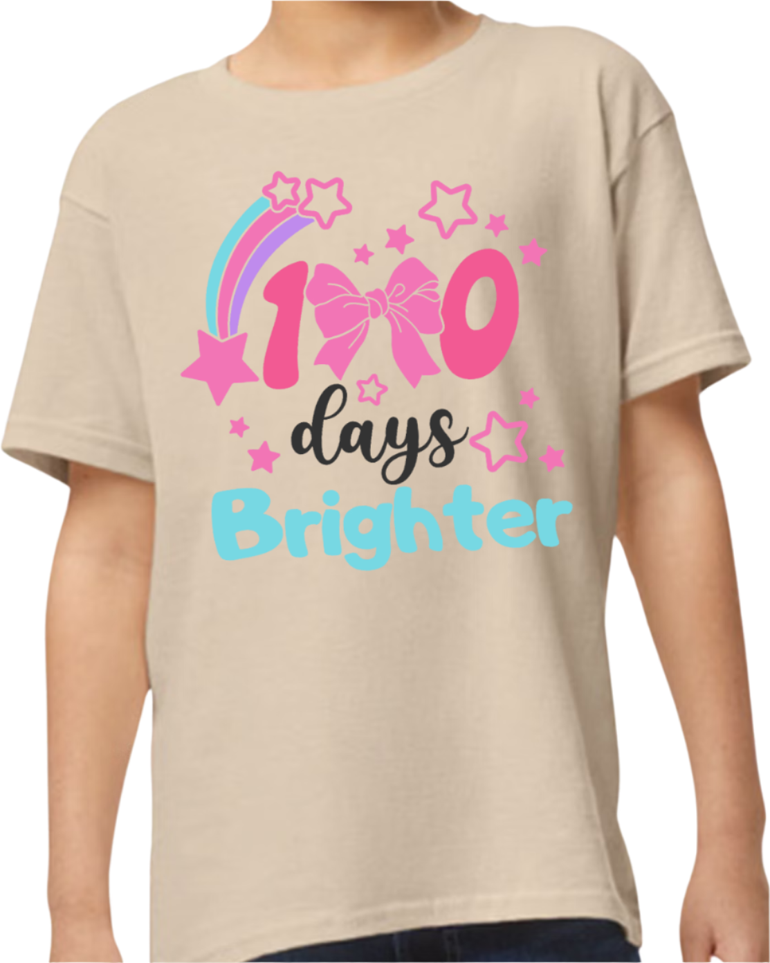 Youth Short sleeve t-shirt - 100 days Brighter with Rainbow